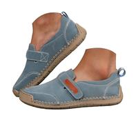 Scarpe casual da donna in finta pelle, vestibilità larga, basse, senza lacci, estive, per passeggiate all'aperto, mocassini leggeri e comodi, con cinturino di chiusura al tatto, scarpe romane retrò