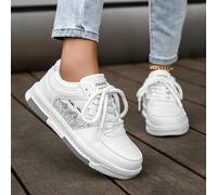 Scarpe casual da donna per escursionismo all'aperto con platform, sneaker casual da donna con lacci frontali, modello colorblock, con disegno di lettere e rami d'albero EUR36,EUR37,EUR38,EUR39,EUR40,E