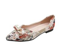 Scarpe casual da donna,Scarpe basse da donna stile primavera e autunno leggero pizzo,Bocca piatta morbida,Scarpe singole da barca a pendolo grandi dimensioni, beige., 36 EU