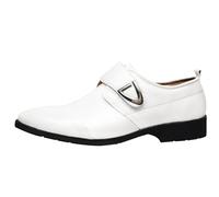 Scarpe casual da uomo a punta in pelle sintetica formale scarpe da pilota nere scarpe da gastronomia scarpe da esterno per infilare, doppio Monk Lace Up Grembiule, bianco, 41 EU