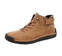 Scarpe casual da uomo High Top in pelle - grandi dimensioni antiscivolo stivali corti in pelle tinta unita comode da passeggio scarpe da lavoro scarpe da lavoro, marrone, 45 EU