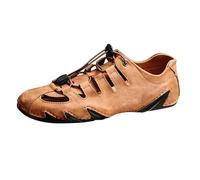 Scarpe casual da uomo in pelle, traspiranti, con supporto per arco piatto, estive, scarpe da ginnastica da uomo per passeggiate al chiuso e alla moda, mocassini larghi, Arancione, 42 EU
