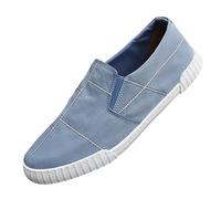Scarpe casual da uomo piatte classiche in tela antiscivolo Low Top Loafers senza lacci, scarpe da barca alla moda punta rotonda scarpe in tessuto leggero scarpe da ginnastica ortopediche, Azzurro, 43