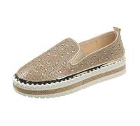 Scarpe Casual Donna Primavera Autunno 2025 Moda Coreana Comode con Suola Spessa per Studenti Versatili (Gold, 42)