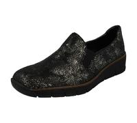 Scarpe Casual Donna Rieker Slip On Mocassini In Pelle Sintetica Nero 00