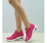 Scarpe casual sportive da donna con suola in schiuma, bianche e rosa, con cuscinetto d'aria, assorbimento degli urti, adatte per running, casual, danza, infermiere, scarpe a dondolo, scarpe con platfo