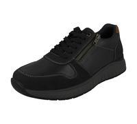 Scarpe Casual Uomo Rieker B0613 Trainer Blu Pelle Tessuto Lacci Zip