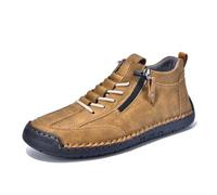 Scarpe Classiche con Lacci per L'Ufficio Scarpe Casual da Uomo con Cerniera Laterale e Design Lacci per l'uso Quotidiano. Pelle Un Comfort duraturo. Versatili Jeans e Pantaloni Casual. (Yellow, 42)