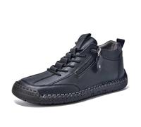 Scarpe Classiche con Lacci per L'Ufficio Scarpe Casual da Uomo con Cerniera Laterale e Design Lacci per l'uso Quotidiano. Pelle Un Comfort duraturo. Versatili Jeans e Pantaloni Casual. (Black, 42)