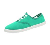 Scarpe classiche da donna in tela traspirante con lacci alla moda comode scarpe da ginnastica in tela basse slip on leggere casual tennis scarpe da passeggio calzature da donna, Verde, 39.5 EU