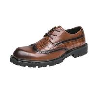 Scarpe Classiche da Uomo, Eleganti, in Pelle Sintetica, con Lacci, con Punta a Cappuccio, for Feste e Matrimoni, con Tacco, Antiscivolo, Basse, Suola in Gomma, Classiche(Brown,38 EU)