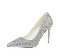 Scarpe col Tacco Alto A Punta da 4 Pollici per Donna, Tacchi A Spillo con Strass, Comode Scarpe Eleganti da Indossare per Invitati A Matrimoni E Balli di Fine Anno