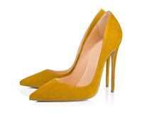 Scarpe col Tacco Alto Chiuse da Donna Taglie Comode Taglie Comode da Donna Eleganti e Sexy con Punta a Punta e Tacco a Spillo Scarpe Eleganti Slip-On per Feste, Matrimoni,Turmeric,41 EU