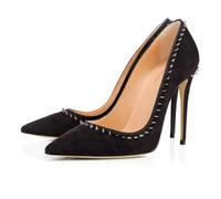 Scarpe col Tacco Alto Chiuse da Donna Taglie Comode Taglie Comode da Donna Eleganti e Sexy con Punta a Punta e Tacco a Spillo Scarpe Eleganti Slip-On per Feste, Matrimoni,Nero,44 EU