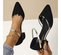 Scarpe col tacco alto con punta chiusa da donna per l'autunno/inverno, alla moda, confortevoli, con suola morbida, sandali estivi neri, design traforato, scarpe da lavoro antiscivolo, eleganti per San