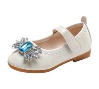 Scarpe col tacco alto per ragazze con scarpine da principessa in seta liscia lucida perline per matrimonio, compleanno, travestimento, cosplay, bianco, 28 EU