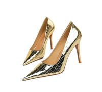 Scarpe col Tacco Alto Vintage da Donna con Motivo in Pietra e Metallo, Stiletto, Scarpe con Tacco a Spillo, squisite Scarpe da Donna con Punta a Punta(18249-1 Gold,40)