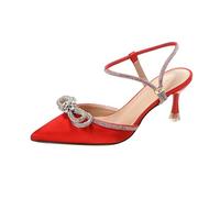 Scarpe col Tacco Medio da Donna - Sandali con Lacci E Fiocco in Raso E