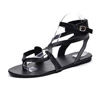 Scarpe Comode Donna Estive Sandali Alla Schiava Scarpe casual piatte da donna con cinturino alla caviglia Sandali Estivi Eleganti Bassi Gioiello (Black 41)