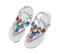 Scarpe Comode Donna Estive Sandali Alla Schiava Scarpe piatte con punta a clip casual da sandali da alla Estivi Donna Eleganti Bassi Gioiello (White 41)