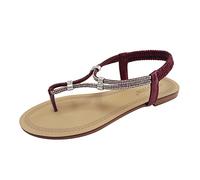 Scarpe Comode Donna Estive Sandali Comodi Estivi Sandali con perline piatte da donna Scarpe estive Comfort con cinturino elastico alla caviglia Bassi Eleganti Ciabattine (Purple 38)