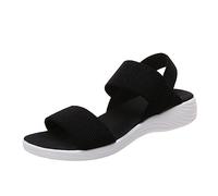 Scarpe Comode Donna Estive Sandali Neri Donna Sandali Romani A Bocca Di Pesce Piatti Traspiranti in Maglia Tinta Unita da Estive Eleganti Sandalo Comodo (Black 40)