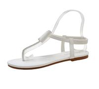 Scarpe Comode Donna Estive Sandalo Gioiello Sandali da donna estivi nuovi sandali da spiaggia infradito in stile con fiocco di grandi dimensioni Sandalo Estivo Elegante (White 43)