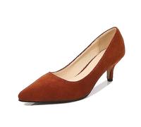 Scarpe con punta da donna in pelle scamosciata, senza lacci, per lavoro, ufficio, pendolari, eleganti, suola in gomma, antiscivolo, per il tempo libero, estive, con comoda fodera interna, marrone, 39