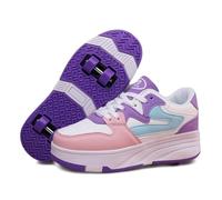 Scarpe con Rotelle Bambino Bambina Scarpe Sportive con 4 Ruote Retrattili Pattini Moda Scarpe Skateboard Sneakers Scarpe da Ginnastica con Ruote per Bambini Adulti,187 Purple,32 EU