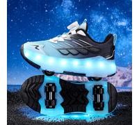 Scarpe con rotelle per bambini e adolescenti, versione aggiornata con maggiore stabilità, scarpe sportive 2-in-1 rimovibili, scarpe da pattinaggio a rotelle cool da strada, scarpe sportive luminose da