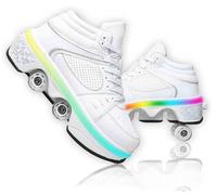 Scarpe con ruote pattini luminosi a LED pattini a rotelle regolabili a 4 ruote nascoste per scarpe sportive da corsa con cui giocare per uomini donne e bambini
