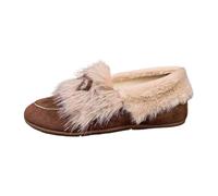Scarpe con Suola Piatta e Fodera in Pile con Fiocco Esterno Rotondo per l'autunno/Inverno (Brown, 38)