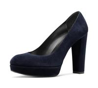 Scarpe con Tacco a Blocco e Plateau Mary Jane da Donna, Classiche con Punta Tonda in Pelle Scamosciata Chiuse Tacco Alto Comode ed Eleganti Indossare sotto i Tacchi Alti Sera,Blu,37 EU