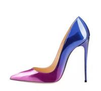 Scarpe con Tacco a Spillo da Donna, Eleganti e di Grande Formato con Tacchi Alti per Abiti da Sera Formali Classiche a Punta per Matrimoni e Feste,Purple to Blue,45 EU