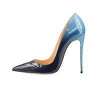 Scarpe con Tacco a Spillo da Donna, Eleganti e di Grande Formato con Tacchi Alti per Abiti da Sera Formali Classiche a Punta per Matrimoni e Feste,Black to Blue,36 EU