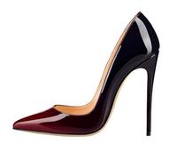 Scarpe con Tacco a Spillo da Donna, Eleganti e di Grande Formato con Tacchi Alti per Abiti da Sera Formali Classiche a Punta per Matrimoni e Feste,Red to Black,36 EU