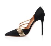 Scarpe con Tacco a Spillo da Donna Sexy Chiuse a Punta con Cinturino Eleganti Classiche in Pelle Scamosciata con Ritagli con Tacco Altiper Matrimoni Feste e Lavoro in Ufficio,Nero,43 EU