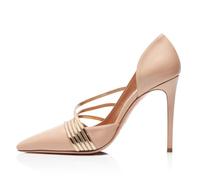 Scarpe con Tacco a Spillo da Donna Sexy Chiuse a Punta con Cinturino Eleganti Classiche in Pelle Scamosciata con Ritagli con Tacco Altiper Matrimoni Feste e Lavoro in Ufficio,Nude,37 EU