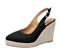 Scarpe con tacco a spillo da donna, zoccoli e pantolette da donna, sandali con zeppa, sandali romani, per solette larghe, con tacco a zeppa, scarpe estive, business, casual, comode, Nero , 37 EU