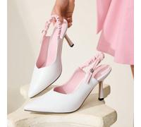 Scarpe con tacco a spillo eleganti e raffinate, con punta e tallone aperti, in colore rosa e bianco, adatte per la primavera e l'estate, uno stile elegante per l'ufficio e il tempo libero EUR35,EUR36,