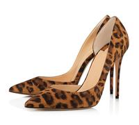 Scarpe con Tacco a Spillo Sexy a Punta per Donna, Eleganti Scarpe con Tacco per Feste e Abiti da Sera Comode e Classiche per Banchetti Nuziali ed Eventi Formali,Leopardo,46 EU