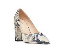 Scarpe con Tacco Alto a Blocchi Spessi da Donna DéColleté in Pelle a Punta Eleganti e da Festa Scarpe Comode Slip-On con Tacco a Blocco per Matrimoni Ufficio e Serate,Snake Pattern,45 EU