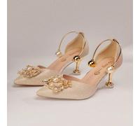 Scarpe con tacco alto con punta chiusa, con cristalli e perle sintetiche, eleganti e di moda, adatte a occasioni nuziali e per San Valentino CN35,CN36,CN37,CN38,CN39,CN40,CN41