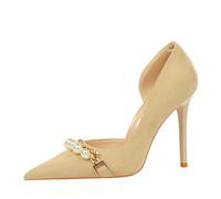 Scarpe con Tacco Alto da Donna Tacchi a Spillo a Punta Chiusa da 10 cm per Abito da Sposa Damigella d'Onore Lavoro Ufficio Scarpe con Tacchi di Perle