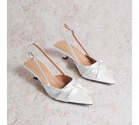 Scarpe con tacco alto e punta chiusa, con decorazione fiocco, punta affusolata, eleganti per feste, matrimoni, banchetti, raso bianco, autunno/inverno, San Valentino, eleganti, décolleté da donna, ele