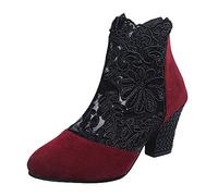 Scarpe con tacco da donna eleganti, sandali da donna con tacco a blocco, scarpe da sera alla moda, sandali da sposa, comodi e traspiranti, per il tempo libero, chiusi, Colore: rosso, 41 EU