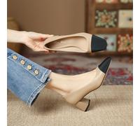 Scarpe con tacco largo a punta quadrata bicolore da donna per l'autunno/inverno, eleganti scarpe da cerimonia con tacco alto, eleganti CN35,CN36,CN37,CN38,CN39,CN40,CN41,CN42,CN43Blocchi di colore,sta