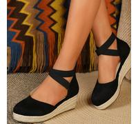 Scarpe con zeppa da donna per l'estate, scarpe intrecciate da spiaggia comode e con design traforato, taglie dalla 34 alla 43, scarpe eleganti da donna di taglia piccola e grande EUR34,EUR35,EUR36,EUR
