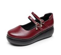 Scarpe con Zeppa Mary Jane a Doppio Cinturino Donna Décolleté Plateau Suola Spessa Comode