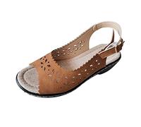 Scarpe Con Zeppa Sandali Donna Estivi Comodi Sandali Romani Con Suola Spessa Tacco a Zeppa e Fibbia in Pelle Tinta Unita da Donna Borchie Scarpe Eleganti Estive (Brown 40)